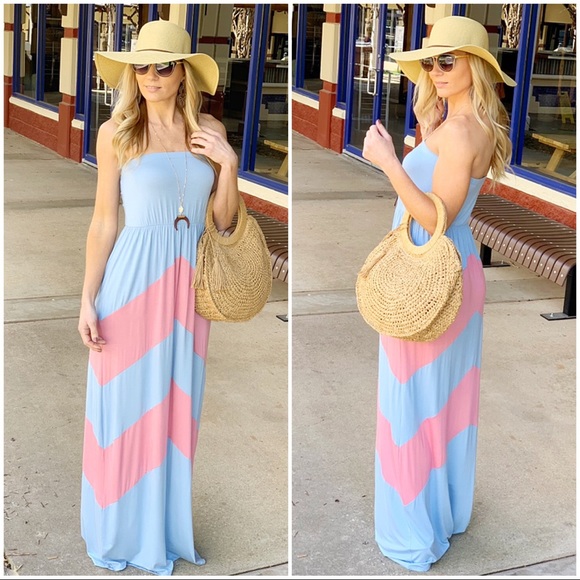 ✨LAST ONE ✨Blue-pink strapless maxi dress - Picture 2 of 2